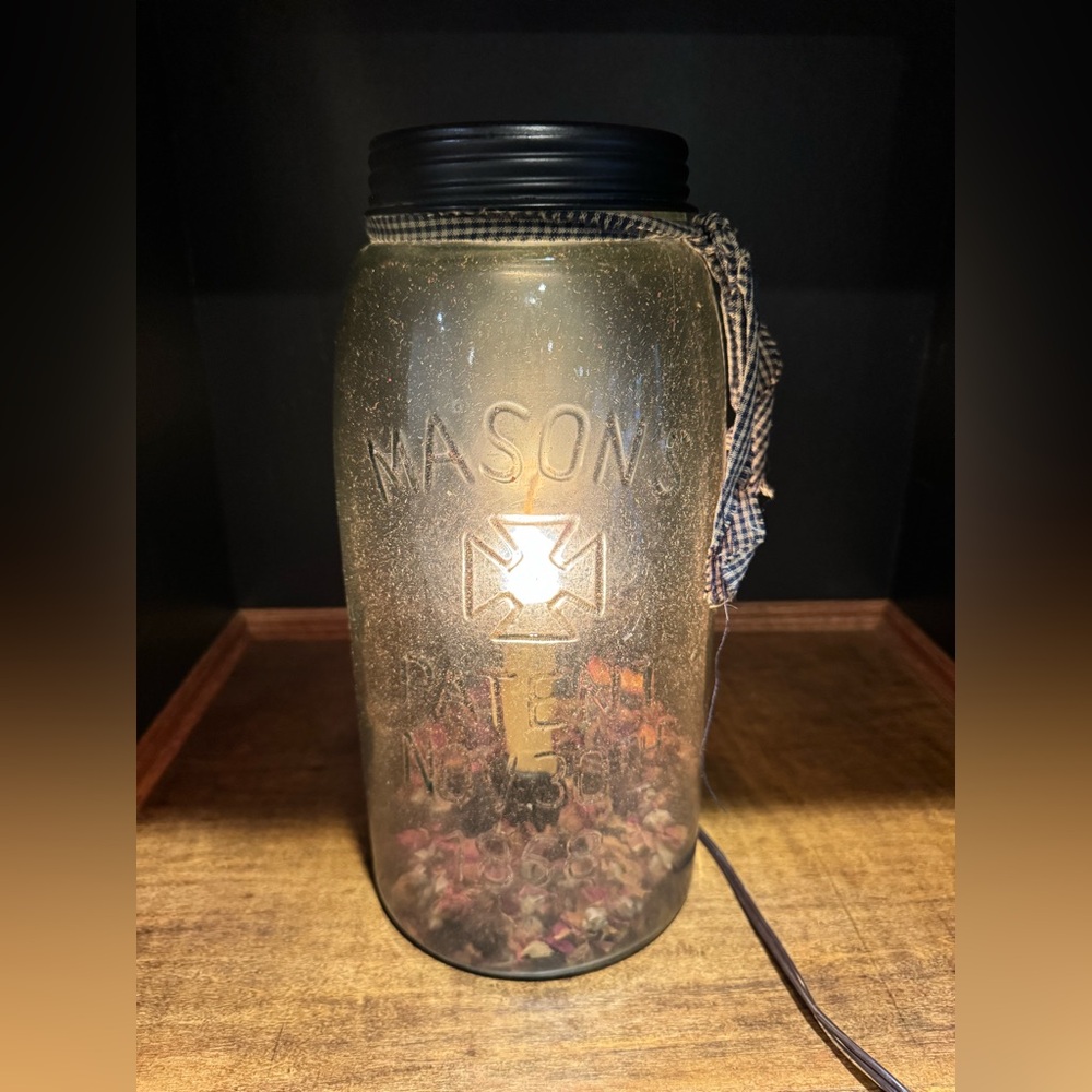 Vintage Mason’s Patent 1858 Jar Lamp – Farmhouse Rustic Light